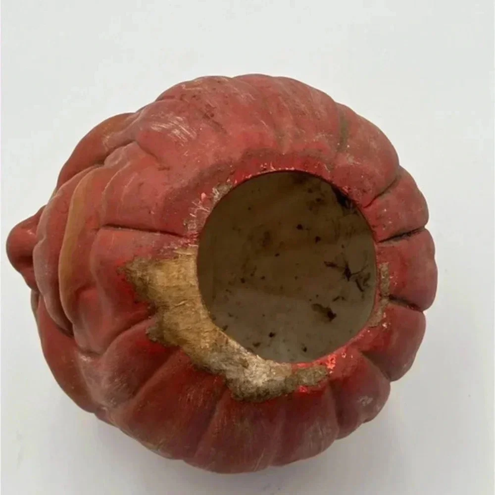 VTG 89'Scioto Mold Ceramic Halloween Face Orange Pumpkin Jack O Lantern NO LIGHT